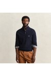 Gant Mens Blue Lambswool Cable Half Button Jumper