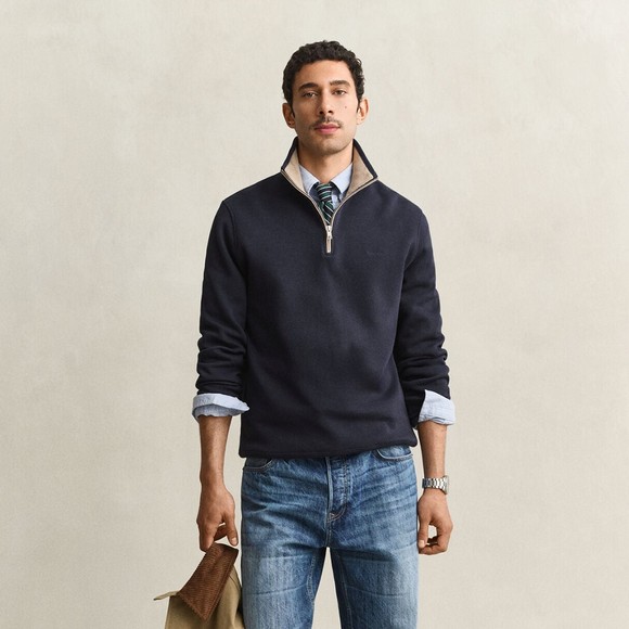 Gant Mens Blue Sacker 1/2 Zip Sweatshirt main image