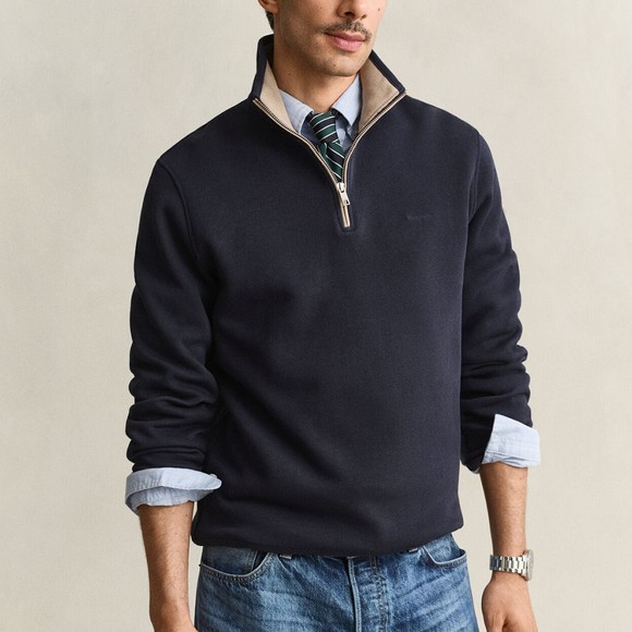 Gant Mens Blue Sacker 1/2 Zip Sweatshirt