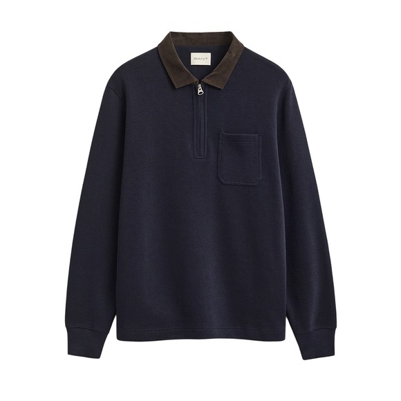 Gant Mens Blue Cord Collar Half Zip Rugger