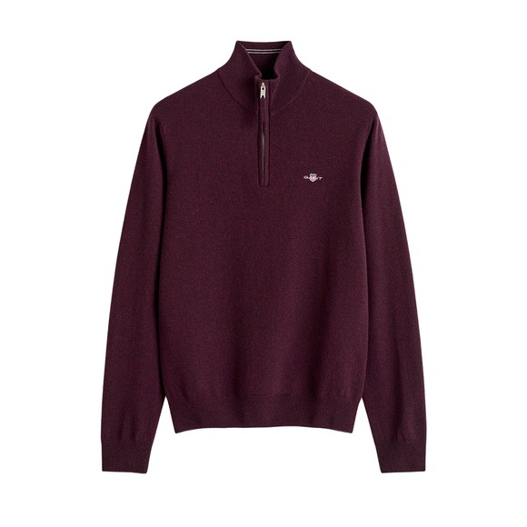Gant Mens Purple Superfine Lambswool Half Zip Jumper