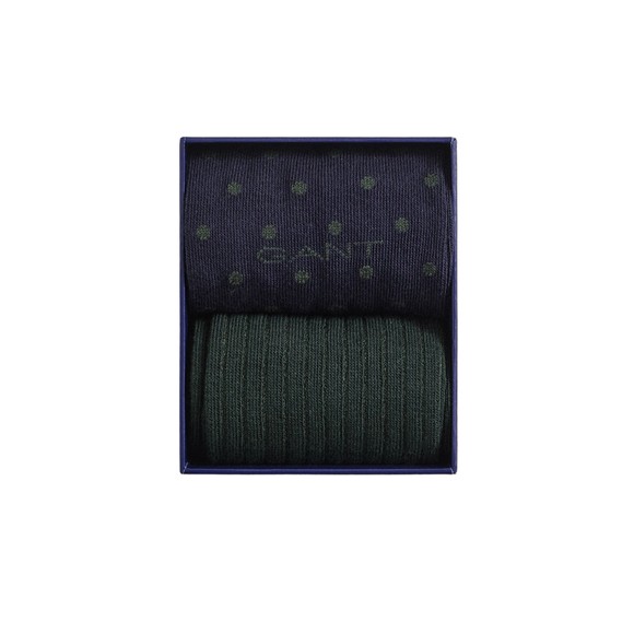 Gant Mens Blue Dot And Rib Socks 2 Pack Box