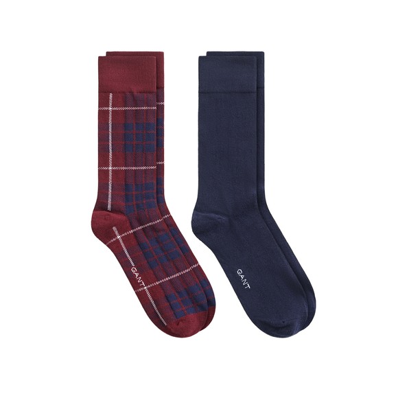 Gant Mens Red Tartan Socks 2 Pack Box