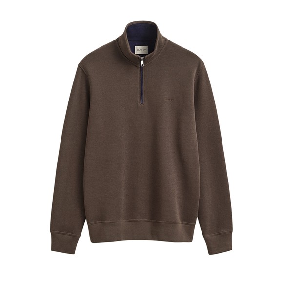 Gant Mens Brown Sacker 1/2 Zip Sweatshirt