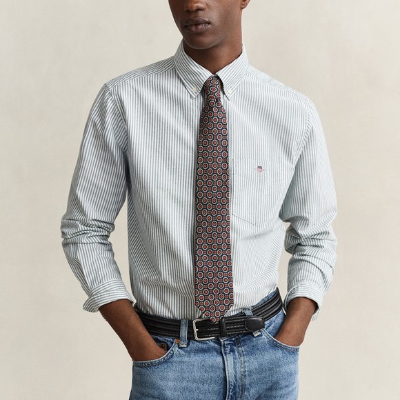 Gant Mens Green Classic Oxford Stripe Shirt
