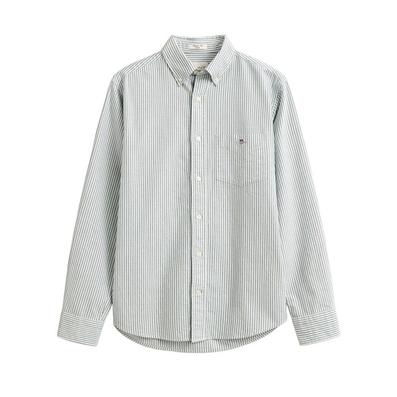 Gant Mens Green Classic Oxford Stripe Shirt