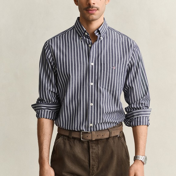 Gant Mens Blue Poplin Stripe Shirt