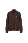 Gant Mens Brown Superfine Lambswool Half Zip Jumper
