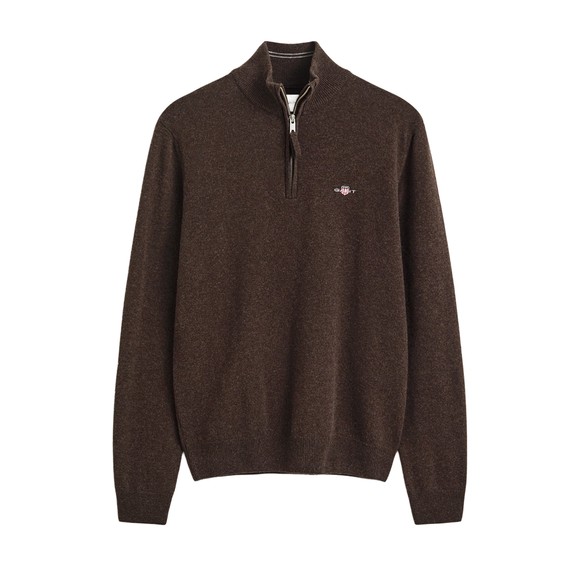 Gant Mens Brown Superfine Lambswool Half Zip Jumper main image