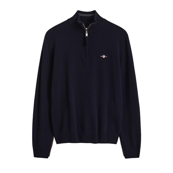 Gant Mens Blue Superfine Lambswool Half Zip Jumper main image