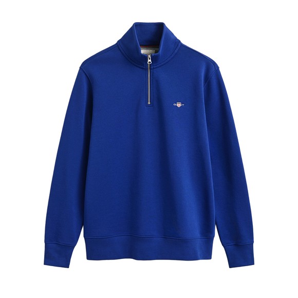 Gant Mens Blue Shield Quarter Zip Sweatshirt