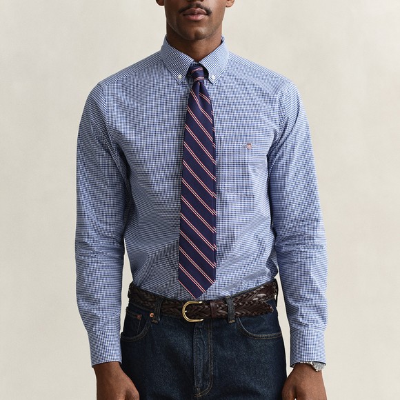 Gant Mens Blue Gingham Classic Poplin Shirt