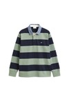 Gant Mens Green Chambray Stripe Heavy Rugby Shirt