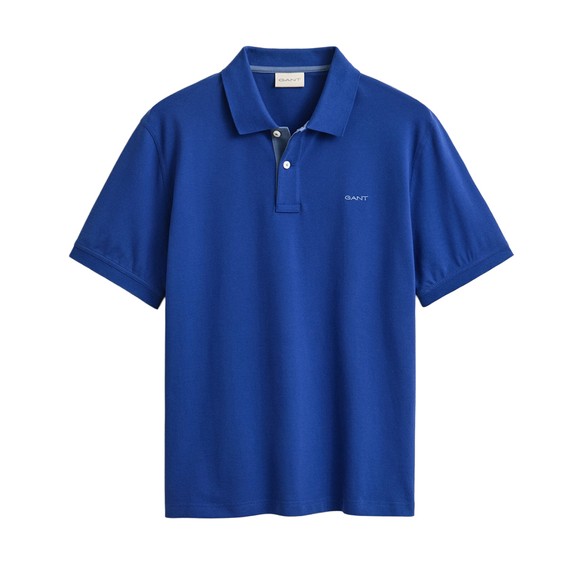 Gant Mens Blue Contrast Pique Polo Shirt