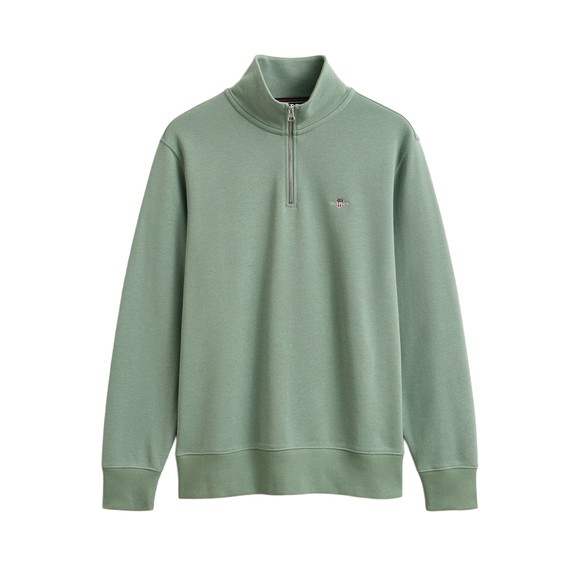 Gant Mens Green Shield Quarter Zip Sweatshirt