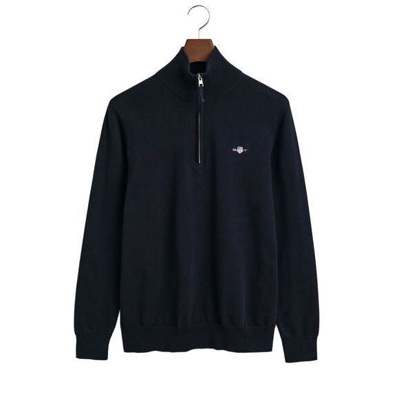 Gant Mens Blue Classic Cotton Half Zip Jumper