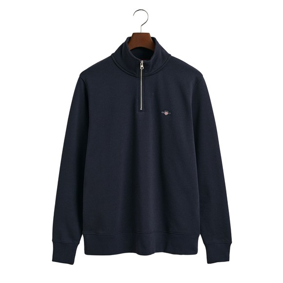 Gant Mens Blue Shield Quarter Zip Sweatshirt