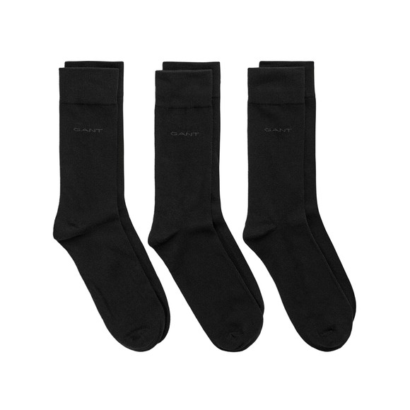 Gant Mens Black Soft Cotton 3 Pack Socks
