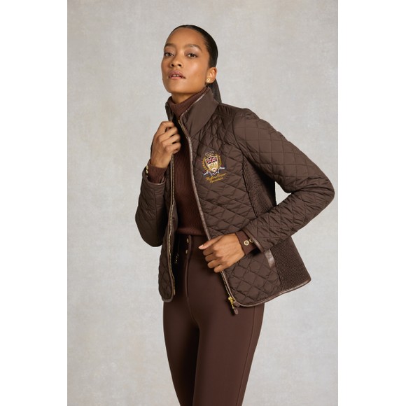 Holland Cooper Womens Brown Boughton Diamond Quilt Jacket #3