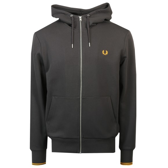 Fred Perry Mens Grey Hooded Zip Through Sweatshirt #1