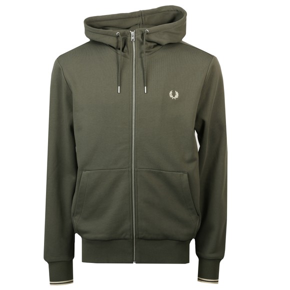 Fred Perry Mens Green Hooded Zip Through Sweatshirt #1