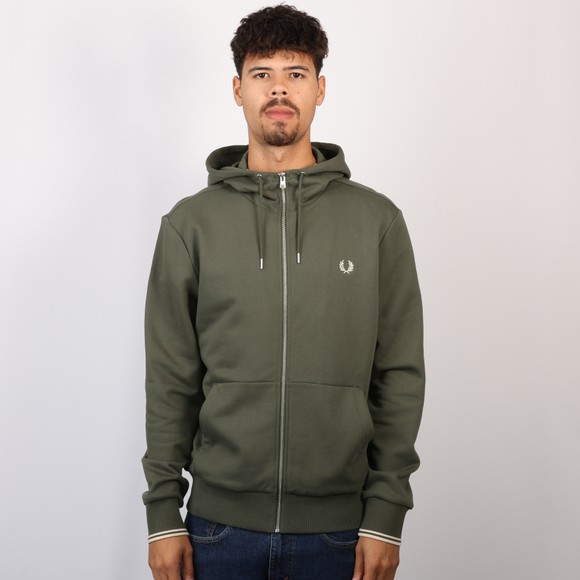 Fred Perry Mens Green Hooded Zip Through Sweatshirt #2