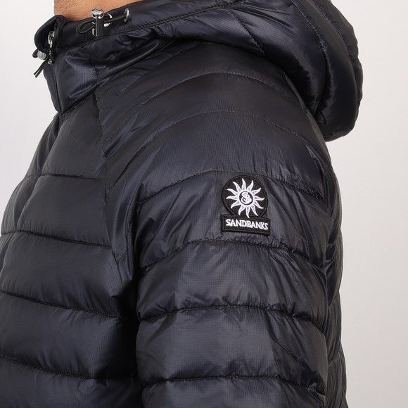 Sandbanks Mens Blue Ragland Hooded Micro Puffer Jacket #3