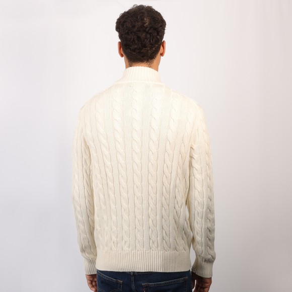 Polo Ralph Lauren Mens Off-White Cable Knit Half Zip Jumper #4