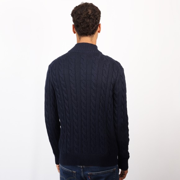 Polo Ralph Lauren Mens Blue Cable Knit Half Zip Jumper #4