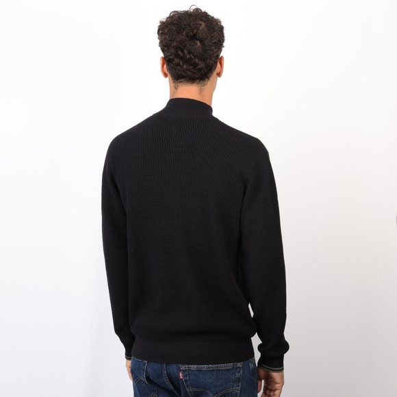 Fred Perry Mens Black Waffle Stitch Half Zip Jumper #3