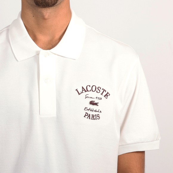 Lacoste Mens Off-White Embroidered Petit Pique Polo #3