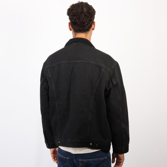 Levi's ® Mens Black Relaxed Sherpa Trucker Jacket #4