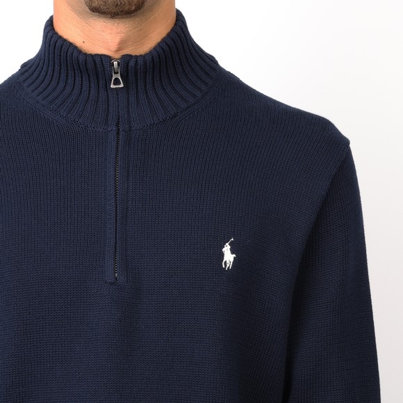 Polo Ralph Lauren Mens Blue Cotton Quarter-Zip Jumper #3