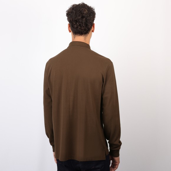 Polo Ralph Lauren Mens Brown Custom Slim Fit Long Sleeve Pima Polo Shirt #4