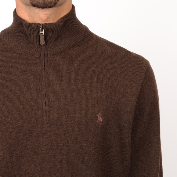 Polo Ralph Lauren Mens Brown Wool 1/4 Zip Jumper #3