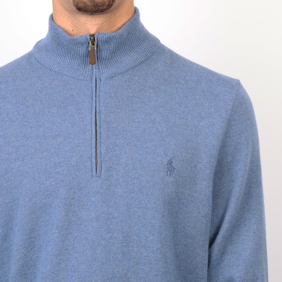 Polo Ralph Lauren Mens Blue Wool 1/4 Zip Jumper #3
