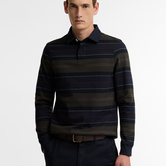 Barbour Lifestyle Mens Blue Frith Tartan Stripe Rugby Shirt #3