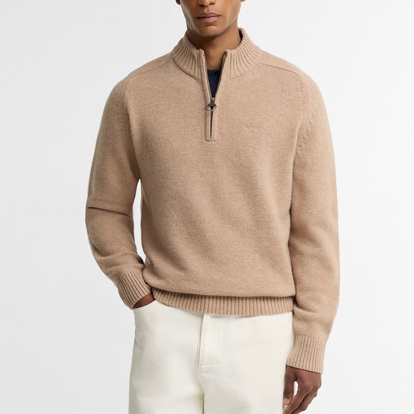 Barbour Lifestyle Mens Beige Newtown Half Zip Jumper #3