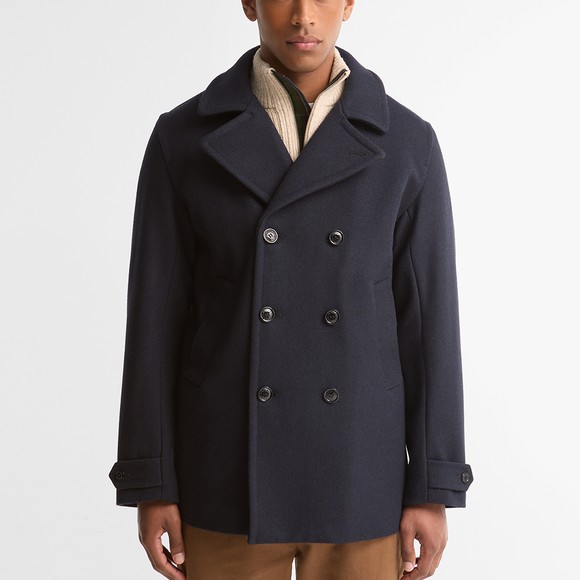 Barbour Lifestyle Mens Blue Polzeath Wool Pea Coat #3