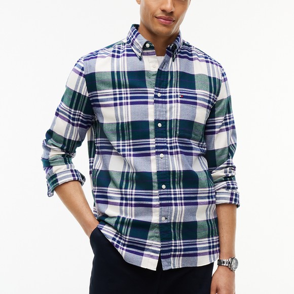 Tommy Hilfiger Mens Green Hero Flannel Tartan Check Shirt main image