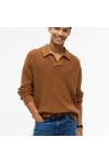 Tommy Hilfiger Mens Brown Fisherman Rib Jonny Collar Knitted Polo Shirt