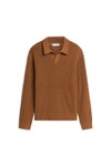 Tommy Hilfiger Mens Brown Fisherman Rib Jonny Collar Knitted Polo Shirt