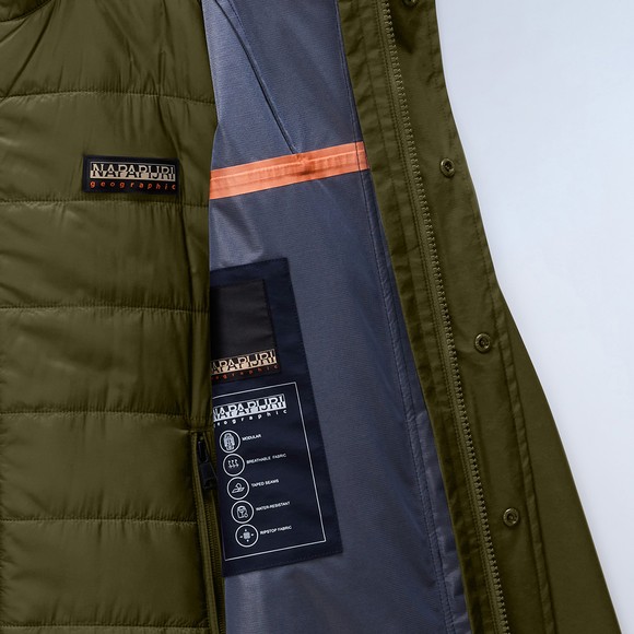 Napapijri Mens Green A-Pilloz Short Parka Jacket #3