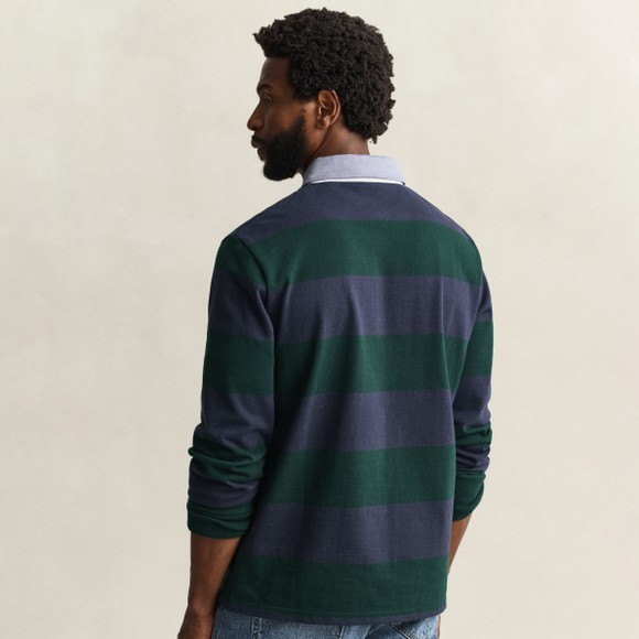 Gant Mens Green Chambray Stripe Heavy Rugby Shirt main image