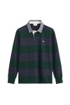 Gant Mens Green Chambray Stripe Heavy Rugby Shirt