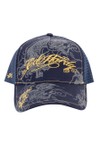 Ed Hardy Mens Blue Outline Dragons 5 Panel Cap