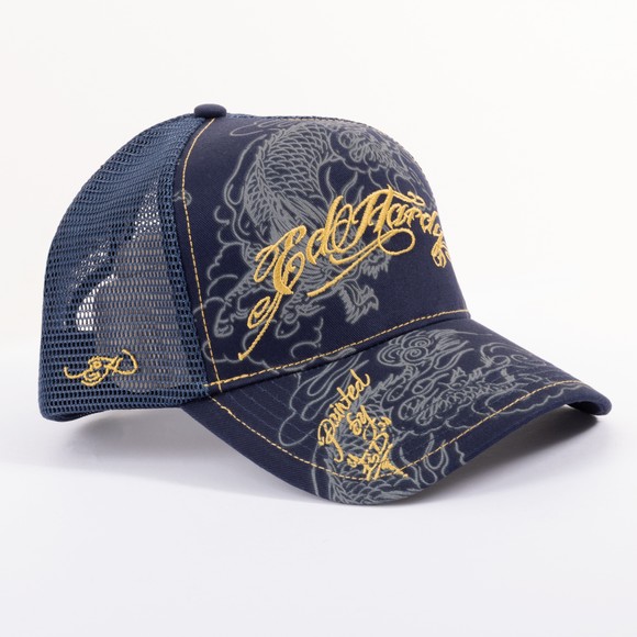 Ed Hardy Mens Blue Outline Dragons 5 Panel Cap main image