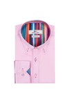 Claudio Lugli Mens Pink Rainbow Trim Shirt