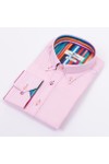 Claudio Lugli Mens Pink Rainbow Trim Shirt