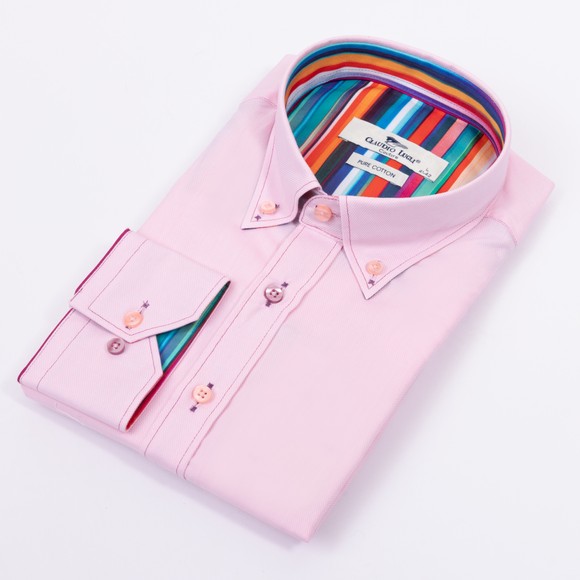 Claudio Lugli Mens Pink Rainbow Trim Shirt main image